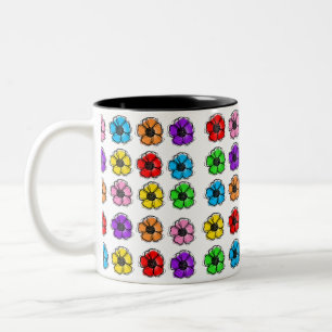 Tasse 2 Couleurs Fleur Floral Doodle Line Art Aquarelle Abstraite