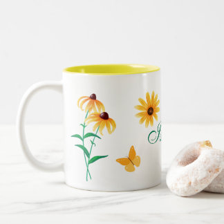 Tasse 2 Couleurs Fleur florale d'été Jaune Suzanne Jaune