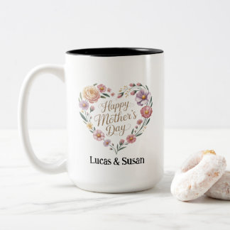 Tasse 2 Couleurs Fleur florale Pastel Thé Joyeux cadeau de la fête