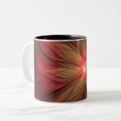 Tasse 2 Couleurs Fleur fractale de fansy rouge (Devant gauche)