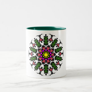 Tasse 2 Couleurs Fleur Géométrique Colorée