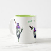 Tasse 2 Couleurs Fleur Iris de colibri personnalisée (Devant gauche)