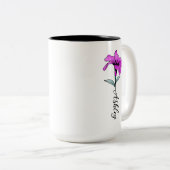Tasse 2 Couleurs Fleur Lit Rose Personnalisée (Devant droit)