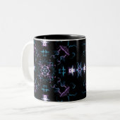Tasse 2 Couleurs Fleur Mandala violette et bleue (Devant gauche)