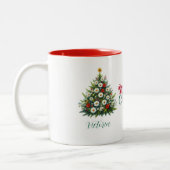 Tasse 2 Couleurs Fleur marguerite Arbre de Noël Joyeux Nom de Noël (Gauche)