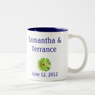 Tasse 2 Couleurs Fleur marguerite verte personnalisable