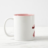 Tasse 2 Couleurs Fleur moderne rétro dessinée à la main rose téléph (Gauche)