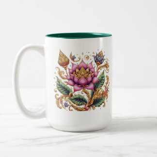 Tasse 2 Couleurs Fleur Motif Thaï Grande