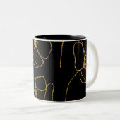 Tasse 2 Couleurs Fleur noire et or élégant (Devant droit)
