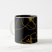 Tasse 2 Couleurs Fleur noire et or élégant (Devant gauche)