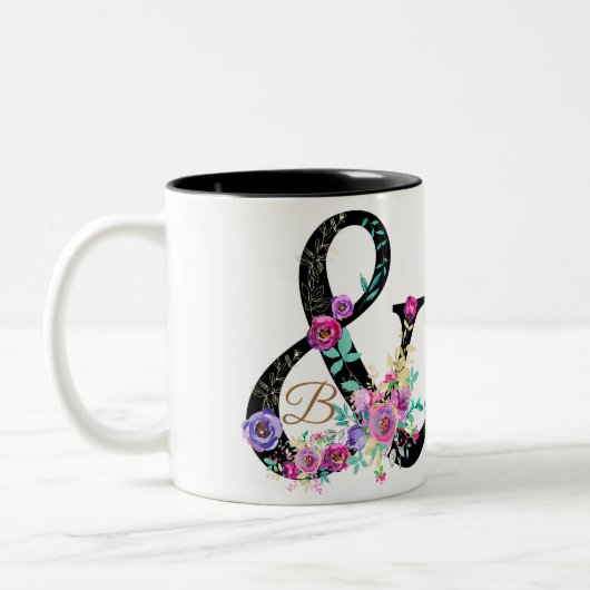 Tasse 2 Couleurs Fleur noire moderne chic et rustique campagne (Gauche)
