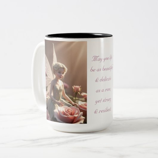 Tasse 2 Couleurs Fleur rose (Devant gauche)