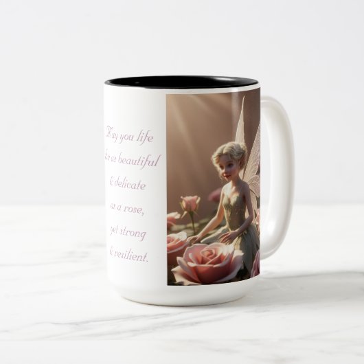 Tasse 2 Couleurs Fleur rose (Devant droit)