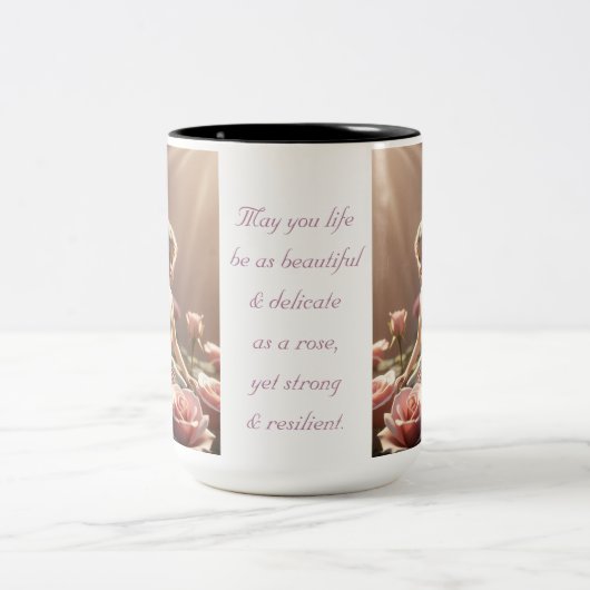 Tasse 2 Couleurs Fleur rose (Centre)