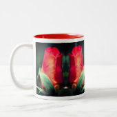 Tasse 2 Couleurs Fleur Rosebud rouge personnalisée (Gauche)