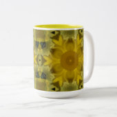 Tasse 2 Couleurs Fleur soleil éclate dorée (Devant droit)