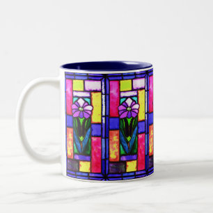 Tasse 2 Couleurs Fleur violet en verre tendu