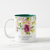 Tasse 2 Couleurs Fleur vive | Aquarelle personnalisée Florale (Gauche)