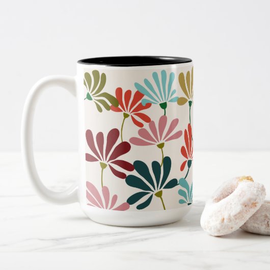 Tasse 2 Couleurs Fleuron moderne (Avec donut)