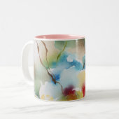 Tasse 2 Couleurs Fleurs Abstraites d'aquarelle (Devant gauche)