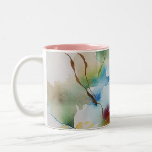 Tasse 2 Couleurs Fleurs Abstraites d'aquarelle