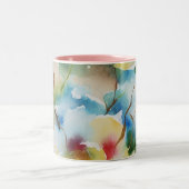 Tasse 2 Couleurs Fleurs Abstraites d'aquarelle (Centre)