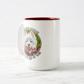 Tasse 2 Couleurs Fleurs blanches et roses (Devant gauche)