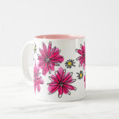 Tasse 2 Couleurs Fleurs blanches et roses (Devant gauche)