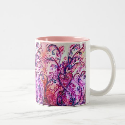 Tasse 2 Couleurs FLEURS BLANCHES rose vif pourpre blanc (Droit)