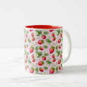 Tasse 2 Couleurs Fleurs blanches rouges roses fraises (Devant droit)