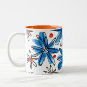 Tasse 2 Couleurs Fleurs bleues et blanches (Gauche)