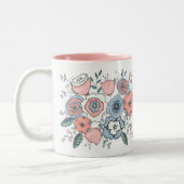 Tasse 2 Couleurs Fleurs Boho Bleues Bleues Bleues Tendance (Gauche)