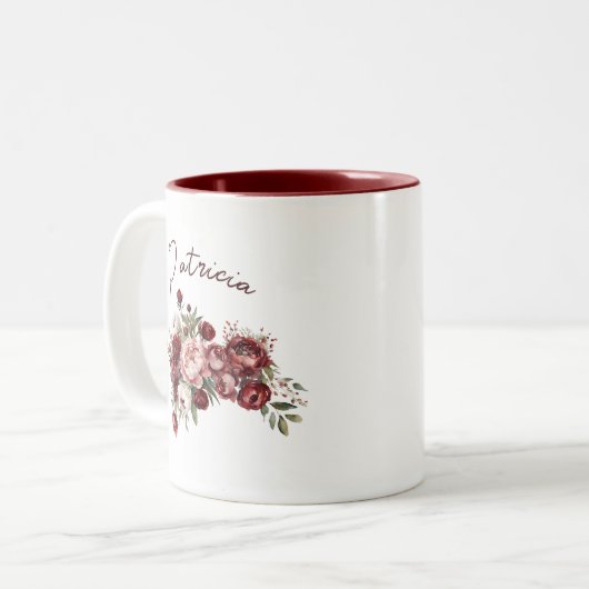 Tasse 2 Couleurs Fleurs bourguignonnes modernes (Devant gauche)