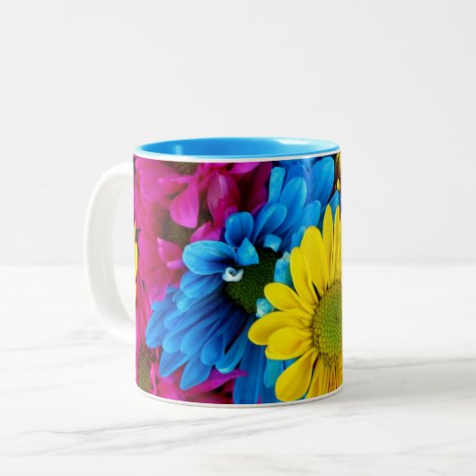 Tasse 2 Couleurs Fleurs Brillantes (Devant gauche)