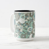 Tasse 2 Couleurs Fleurs Brown bleues Abstraites (Devant gauche)