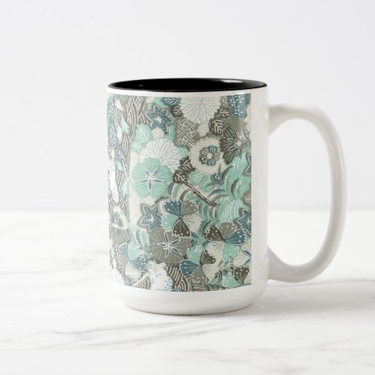 Tasse 2 Couleurs Fleurs Brown bleues Abstraites (Droit)