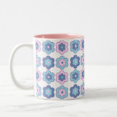Tasse 2 Couleurs Fleurs bulles rétro (rose et bleu) Motif (Gauche)