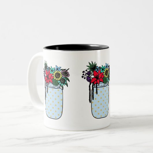 Tasse 2 Couleurs Fleurs dans un vase (Devant gauche)