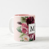 Tasse 2 Couleurs Fleurs d'aquarelle modernes Monogrammes (Devant gauche)