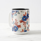 Tasse 2 Couleurs Fleurs d'aquarelle vives (Devant gauche)