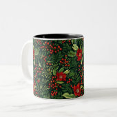 Tasse 2 Couleurs Fleurs de baies de Noël (Devant gauche)