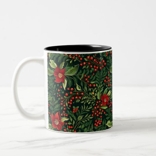 Tasse 2 Couleurs Fleurs de baies de Noël (Gauche)