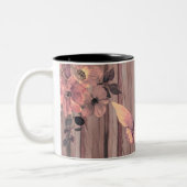 Tasse 2 Couleurs Fleurs de bois rustiques et papillons (Gauche)