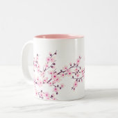 Tasse 2 Couleurs Fleurs de cerisier rose blanc (Devant gauche)