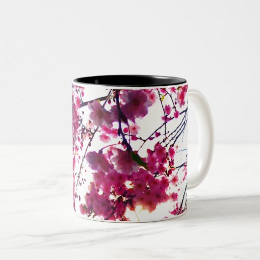 Tasse 2 Couleurs Fleurs de cerisiers roses (Devant droit)