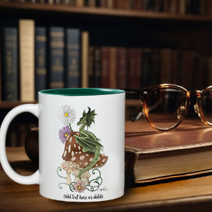 Tasse 2 Couleurs Fleurs de Champignon Dragon Fantastique Vert Capri
