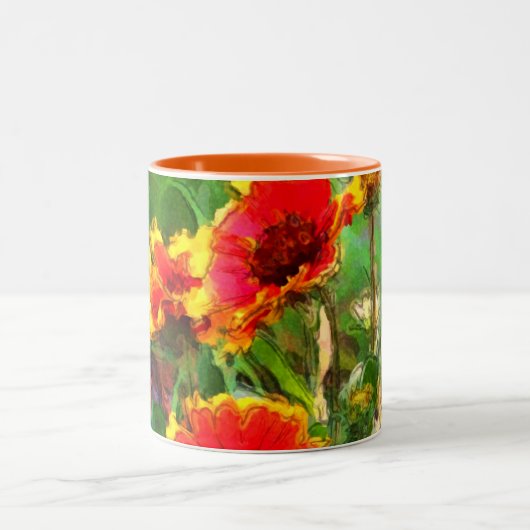 Tasse 2 Couleurs Fleurs de couverture marguerites aquarelle (Centre)