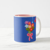 Tasse 2 Couleurs Fleurs de Crochet Papillon et Bow impression (Devant droit)