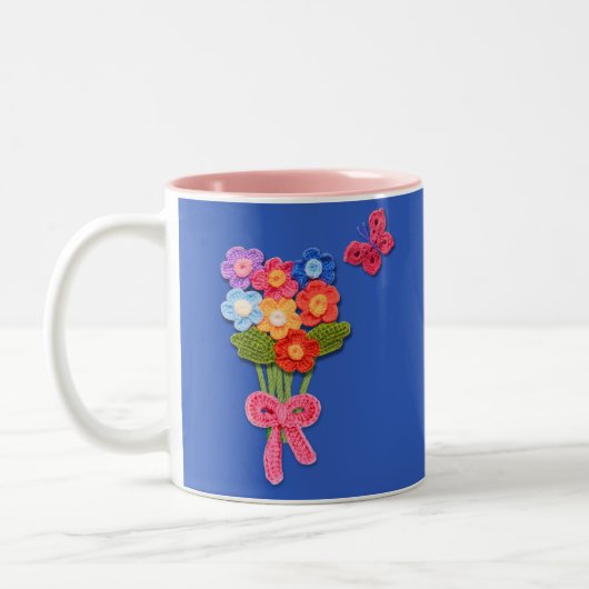 Tasse 2 Couleurs Fleurs de Crochet Papillon et Bow impression (Gauche)