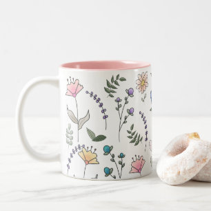 Tasse 2 Couleurs Fleurs de doodle aquarelle de printemps